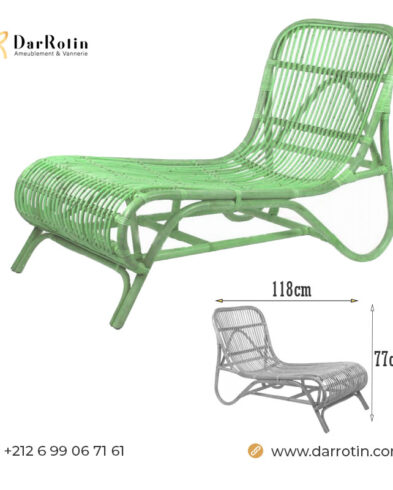 Chaise Méridienne en Rotin Naturel