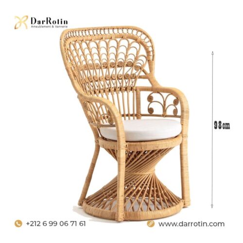 Fauteuil en canne de rotin tressé chez dar rotin - ameublement & vannerie rabat salé maroc
