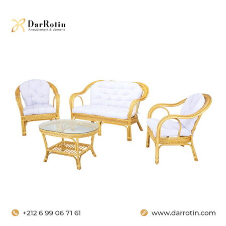 Salon d'intérieur naturel en rotin chez darrotin - ameublement & vannerie à oulja salé rabat