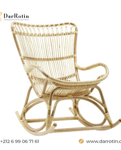 Rocking-chair en Rotin avec coussin