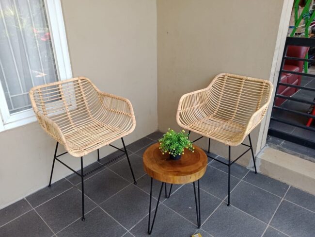 Chaise Patio en Rotin Naturel et Métal Galvanisé chez dar rotin darrotin - ameublement & vannerie à oualja salé rabat