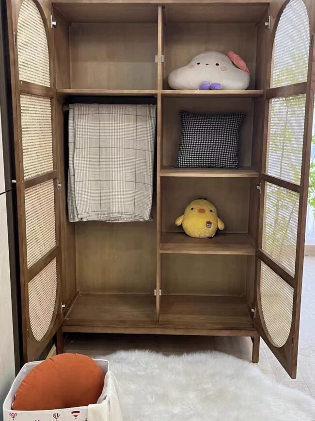 Armoire en Bois et Rotin "Arche" – Meuble de Rangement en Bois et Rotin | Dar Rotin au Maroc , rabat casa Salé marrakech