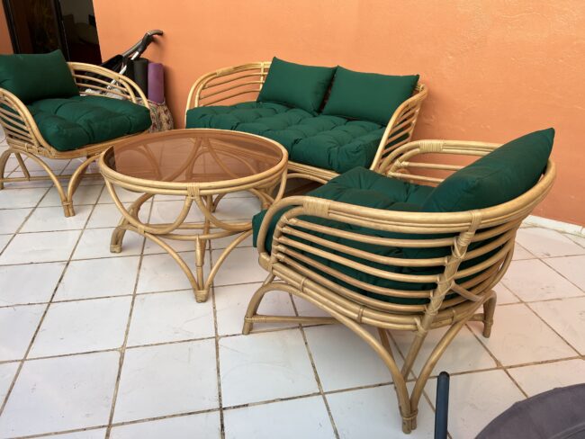 Salon de Jardin en Rotin avec Coussin Vert - Élégance et Confort pour Votre Extérieur chez dar rotin darrrotin.com