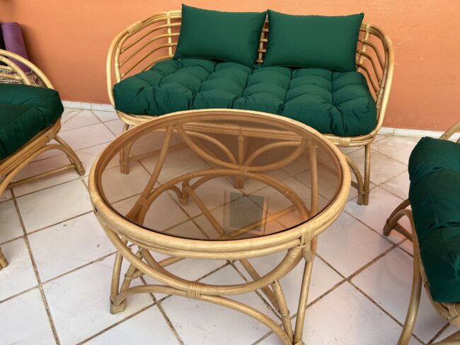 Salon de Jardin en Rotin avec Coussin Vert - Élégance et Confort pour Votre Extérieur chez dar rotin darrrotin.com