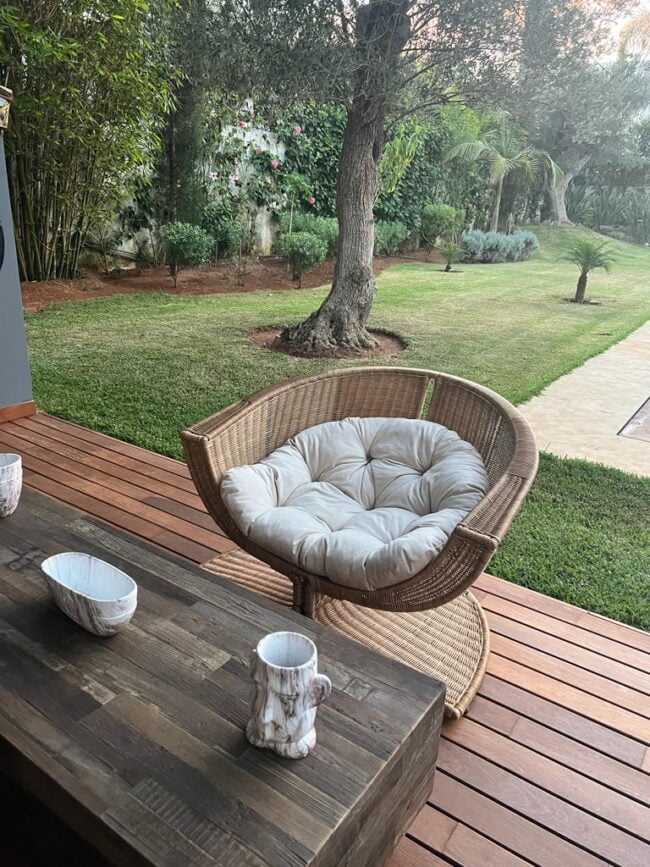 Chaise Lounge en Rotin avec Coussin - Élégance et Confort pour Votre Jardin