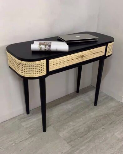 Console en bois noir avec cannage naturel “Néolia”