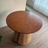 Table ronde en bois et cannage artisanal | Table "Edena"