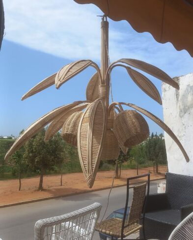 Lustre Suspension “Palma” en Rotin Naturel – Fait Main