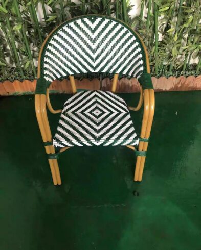 Chaise de Bistrot Authentique – Structure Rotin Naturel et Tressage Synthétique Haute Résistance