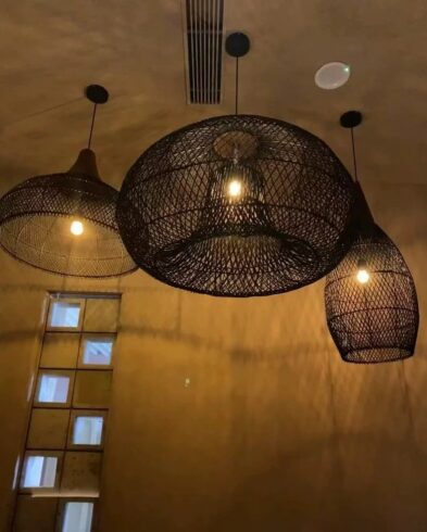Trio de Suspensions en Rotin Noir & Marron