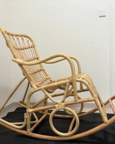 Rocking-Chair en Rotin Naturel, Tressage Traditionnel