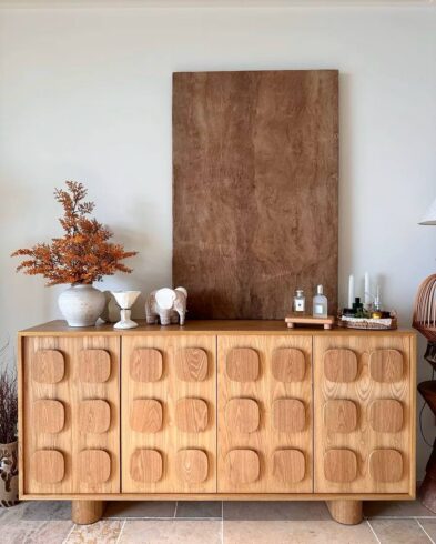 Buffet Bois Massif Relief Pastilles, 4 Portes